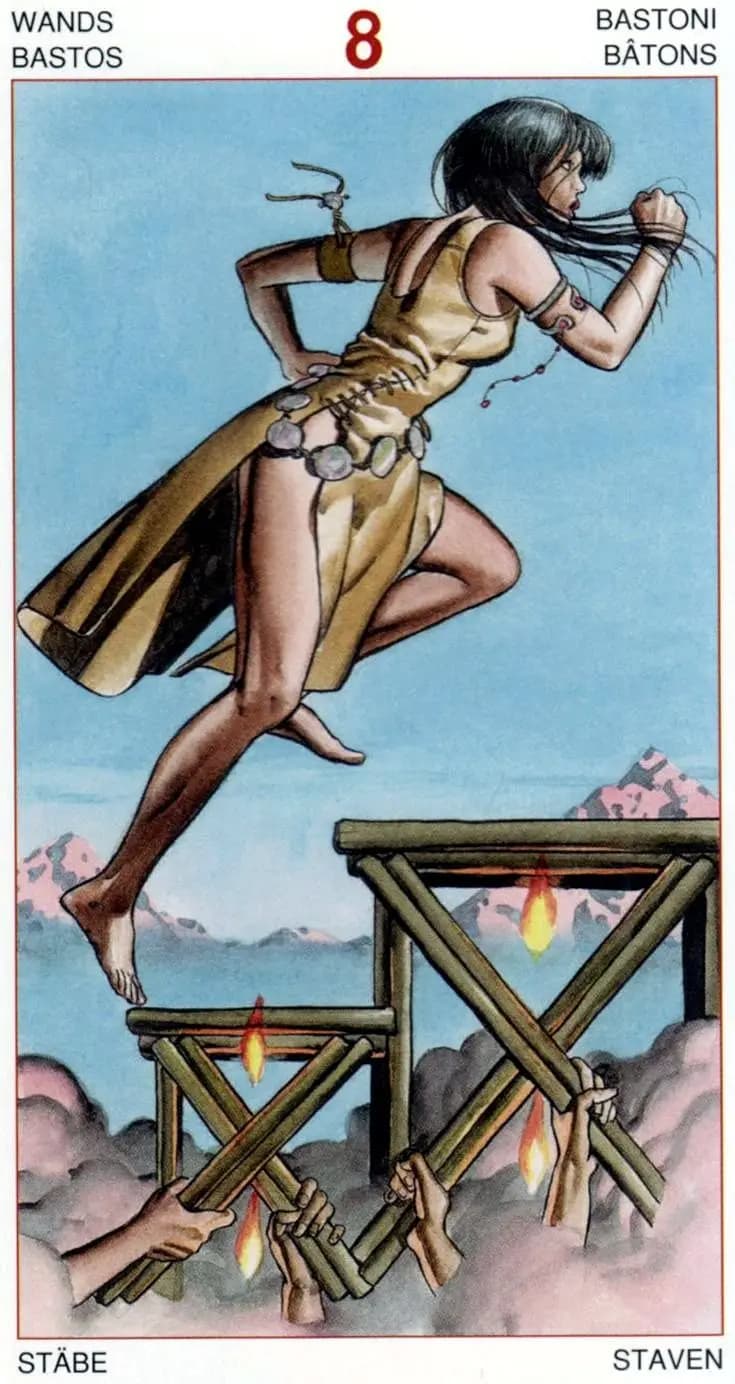 权杖八 塔罗牌图像