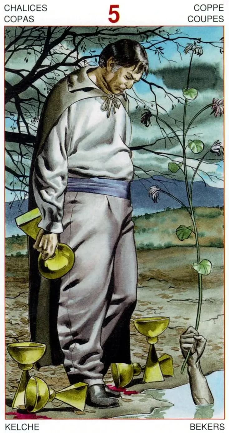 圣杯五 塔罗卡牌