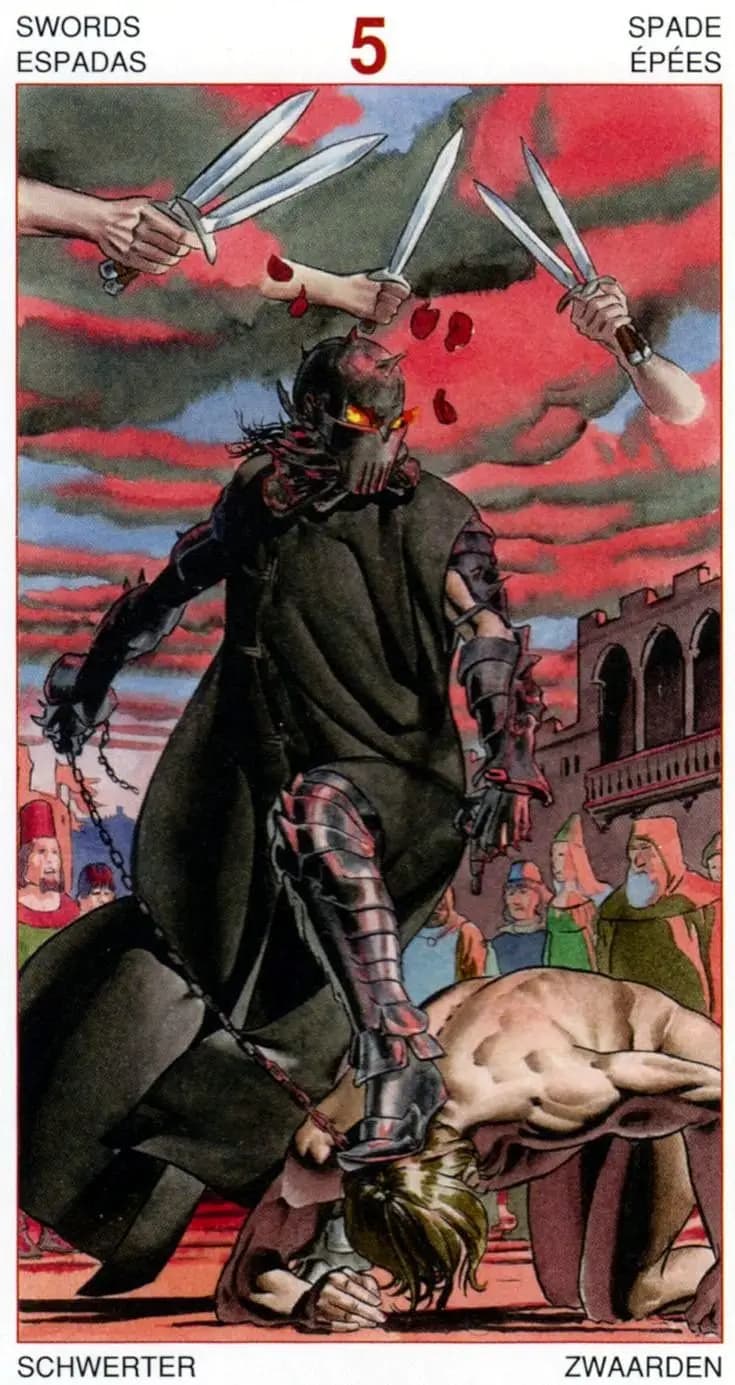 宝剑五 塔罗牌图像