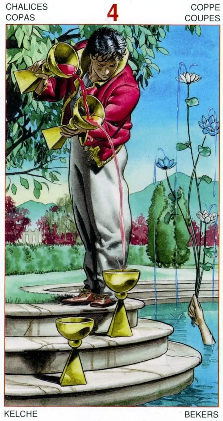 圣杯四 塔罗卡牌