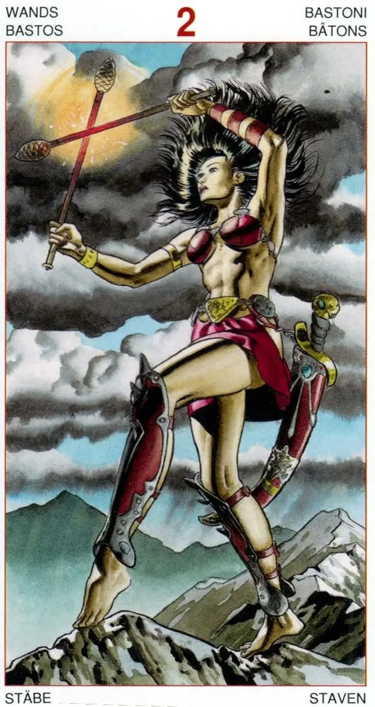 权杖二 塔罗卡牌